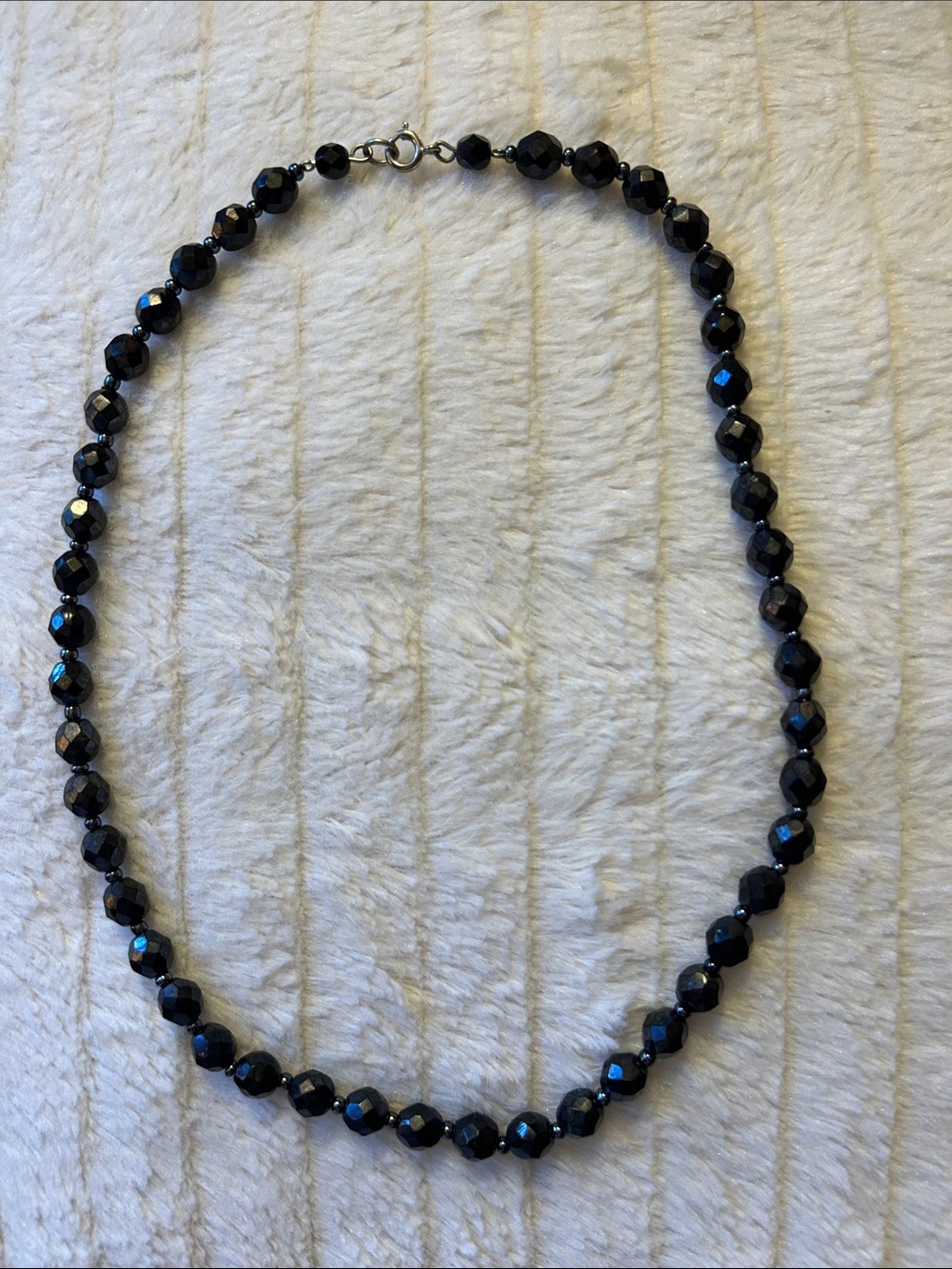Faceted Black Bead Necklace - Elegant Women's Jewelry